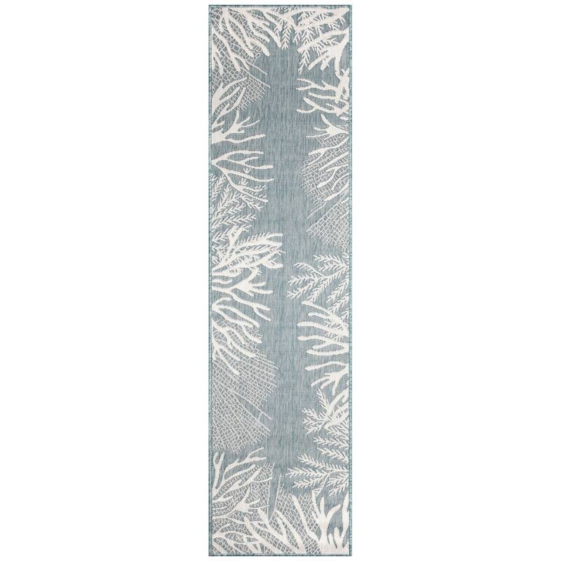 Liora Manne Carmel Reef Border Indoor/Outdoor Area Rug - 1'11" x 7'6" - Aqua