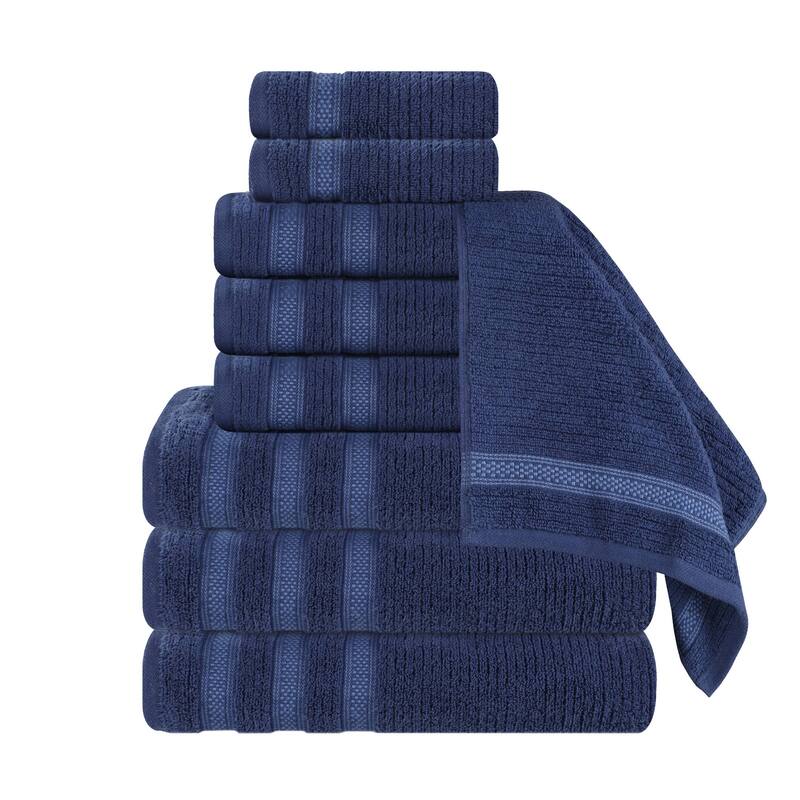Superior Brea Zero Twist Cotton Ribbed Modern 9 Piece Bathroom Towel Set