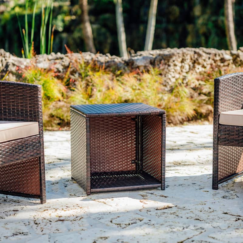 Nestl 3 Piece Patio Furniture Wicker Conversation Set