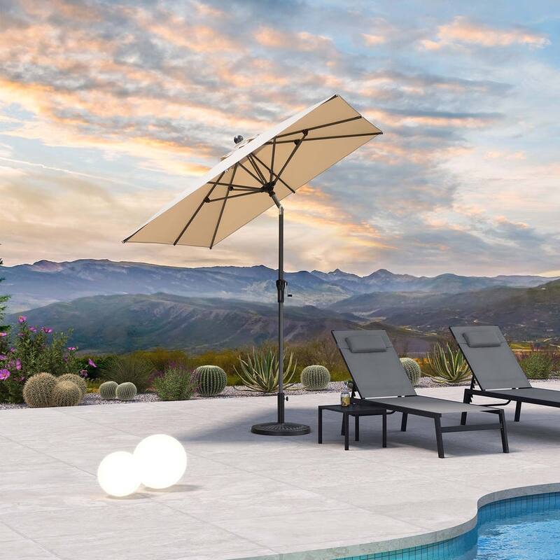 PURPLE LEAF Heavy-duty Crank and Tilt Table Umbrella Outdoor Patio Market Umbrella