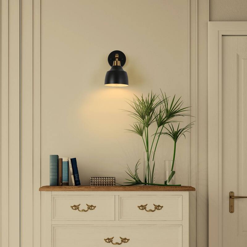 Modern 1-Light Black Gold Dimmable Wall Sconces Bathroom Vanity Light