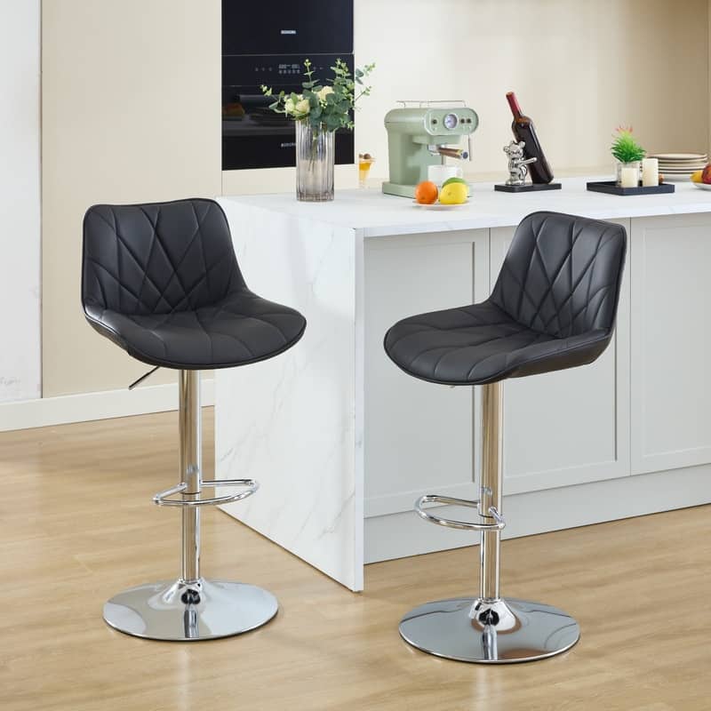 Adjustable Swivel Bar Stools Height Island Chairs with Back Set of 2