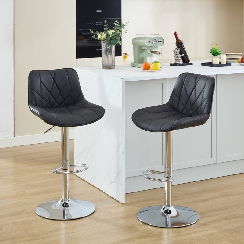 Adjustable Swivel Bar Stools Height Island Chairs with Back Set of 4