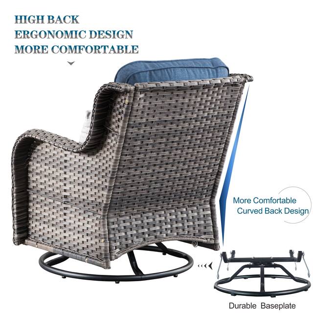 OVIOS 6-piece Rattan Wicker Patio Furniture Set Swivel Rocking Chair Set