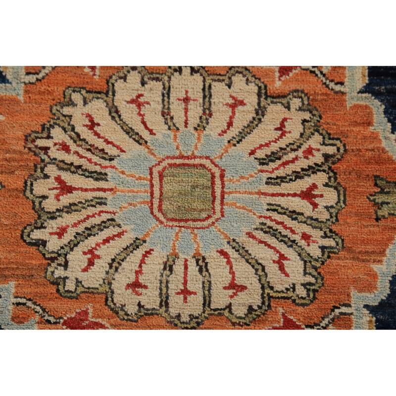 Heriz Serapi Oriental Rug Hand-Knotted Vegetable Dye Wool Carpet - 9'4"x 11'11"