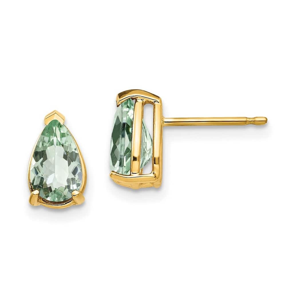 Curata 14k Yellow or White Gold 8x5mm Pear Gemstone Stud Earrings