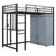 preview thumbnail 8 of 61, Loft Metal Bed with Desk,Shelves,Power Outlet,LED Light and Wardrobe