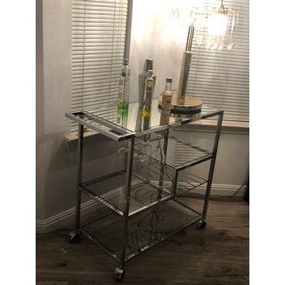 Fairbanks Contemporary Chrome Serving Cart by FOA