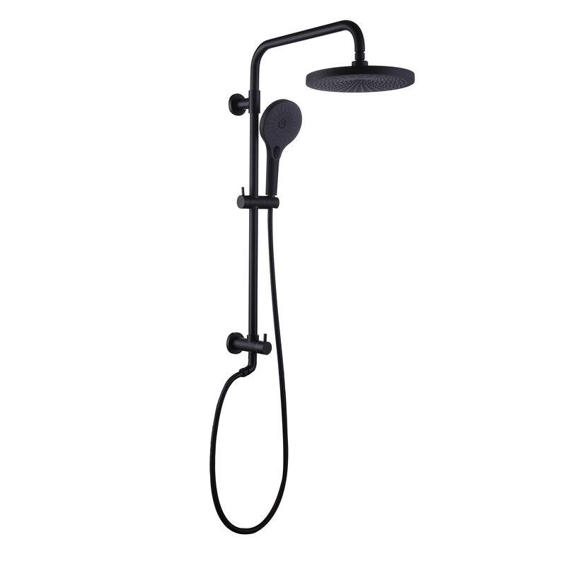 Exposed Pipe Shower System With Handheld Shower 10 Inch Head Matte Black Wall Mounted Shower Faucet Set (Main Body Not Included)