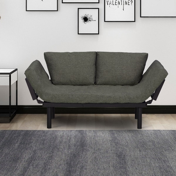 Shop Costway Futon Sofa Sleeper Loveseat Convertible Sofa Bed Lounger W Adjustable Armrests Overstock 22437194