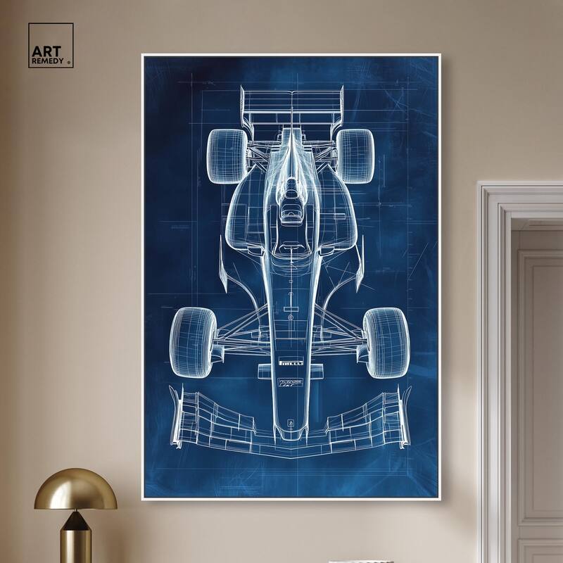 Race Car Blueprint Canvas by Art Remedy