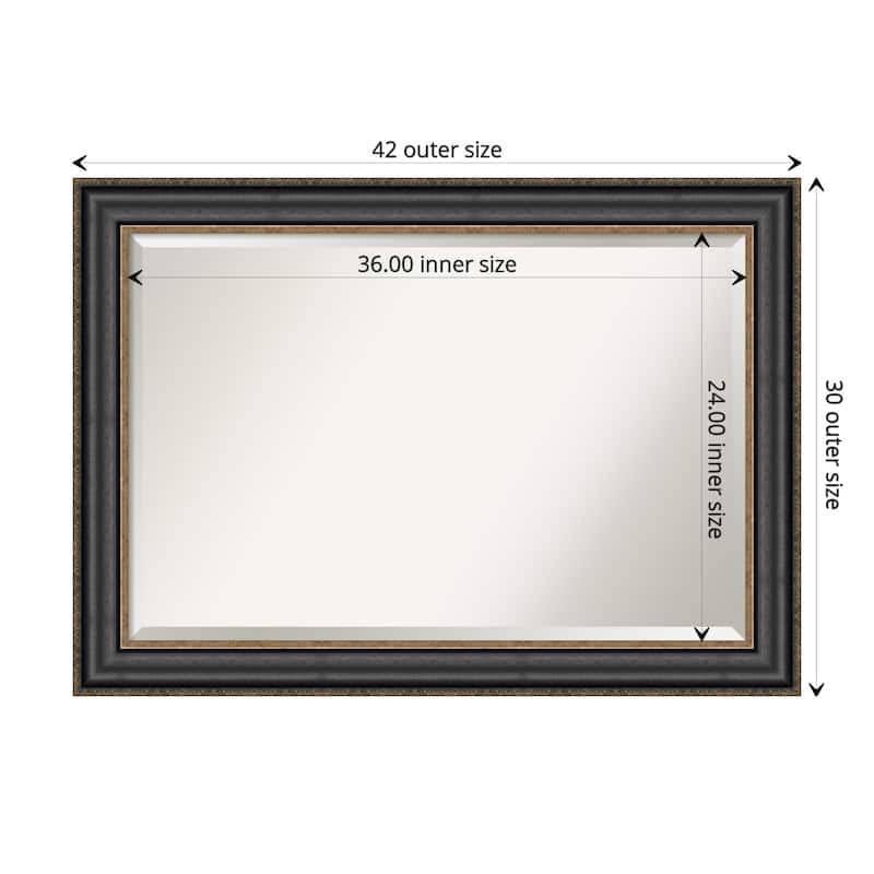 Beveled Bathroom Wall Mirror - Thomas Black Bronze Frame - Thomas Black Bronze - Outer Size: 42 x 30 in