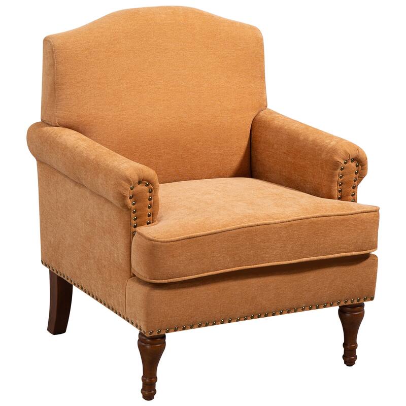 Brown Club Chair Side Chair with Nailhead Trim, Accent Chair Padded Chair Dressing Chair Single Sofa Chair
