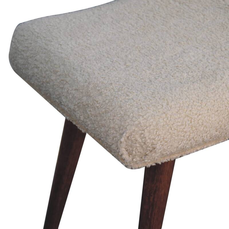 Artisan Furniture Solid Wood Honey Caramel Boucle Cream Curved Bench