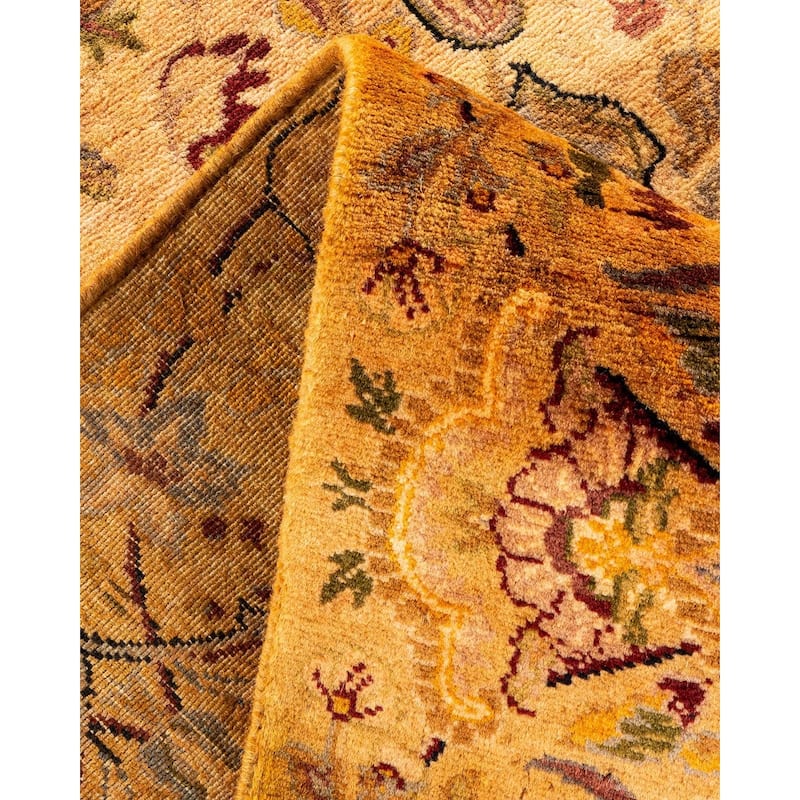 Overton Hand Knotted Wool Vintage Inspired Modern Contemporary Overdyed Yellow Area Rug - 8' 1" x 10' 1"
