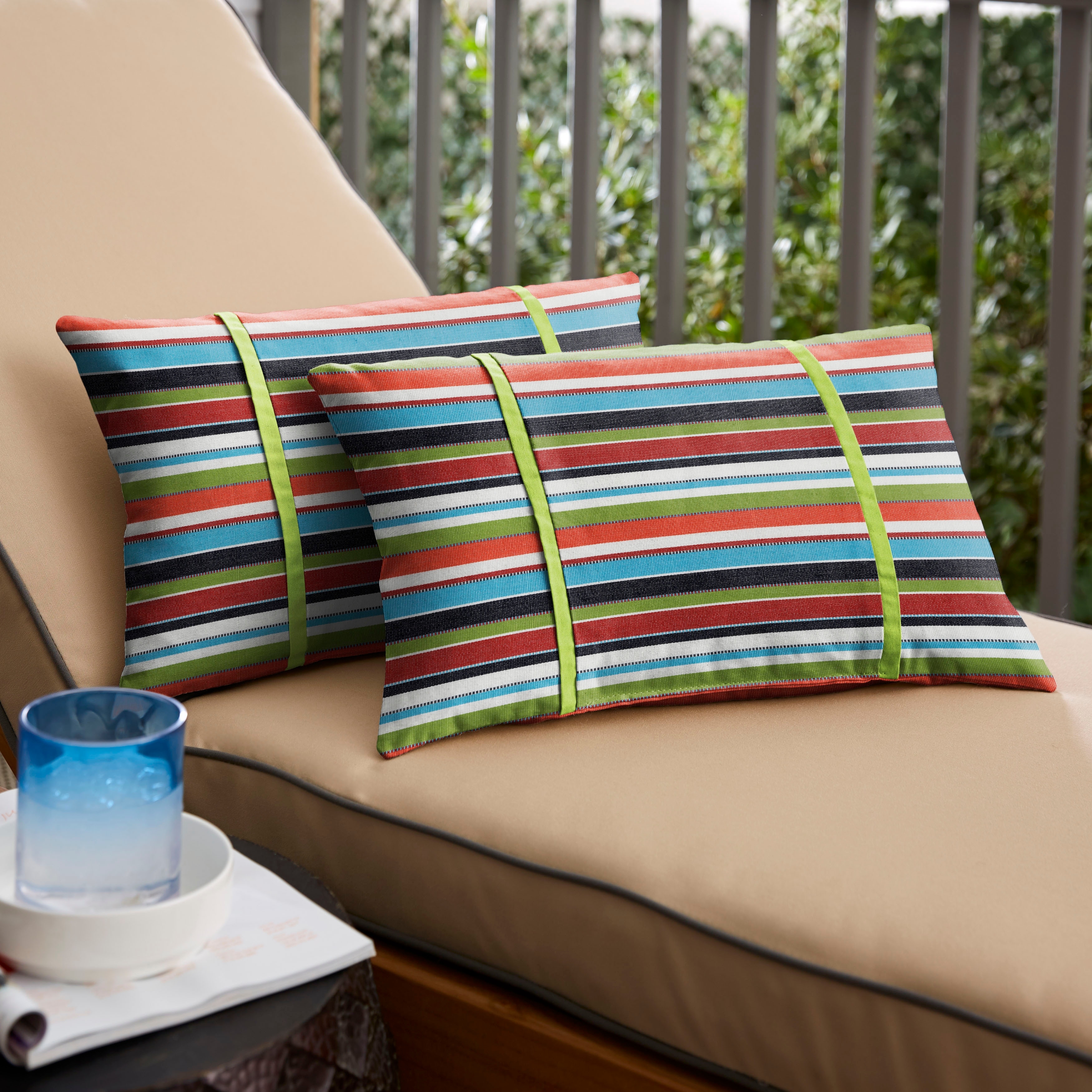 Sorra Home Sunbrella Outdoor Double Petite Flange Pillow Set of 2