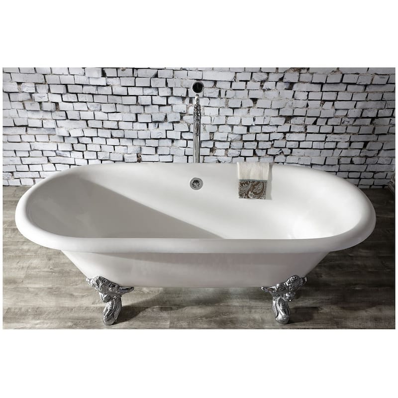 Kingston Brass Aqua Eden 72" Clawfoot Cast Iron Soaking Tub with