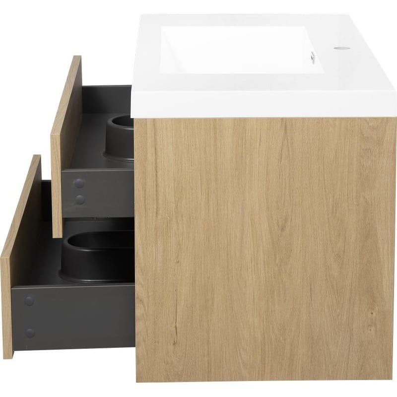 Abruzzo 36" Wall-Mount Bathroom Vanity with Stone Resin Top and Dual Soft-Close Drawers