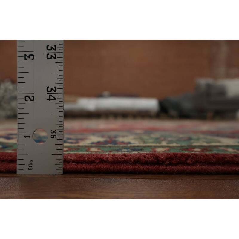 Hand Knotted Oriental 100% Wool Carpet Traditional Geometric Red Kazak Area Rug - 6' 1'' X 4' 0''