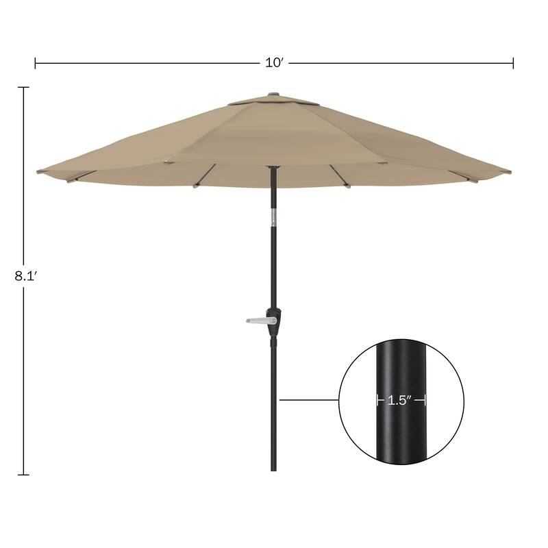 Patio Umbrella with Auto Tilt - 10FT Easy Crank Outdoor Umbrella with Vented Canopy by Pure Garden (Sand)