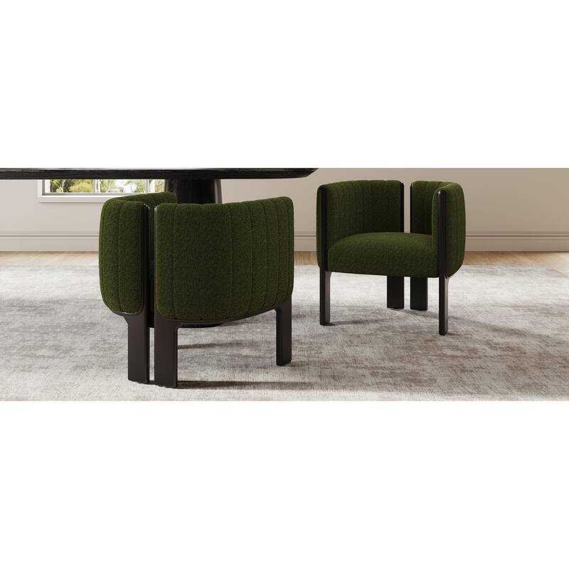 Fabric Upholstered Dining Chairs Set of 2, Ergonomic Kitchen Side Chairs, Accent Chairs with Rubber Wood Frame