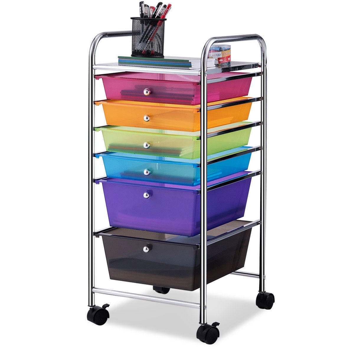 Shop Costway 6 Drawer Rolling Storage Cart Tools Scrapbook Paper