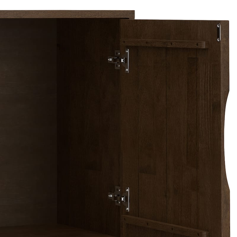 WYNDENHALL Pearson SOLID HARDWOOD 38" Wide Rectangle Modern 2 Door Sideboard Buffet/Storage Cabinet in Walnut Brown