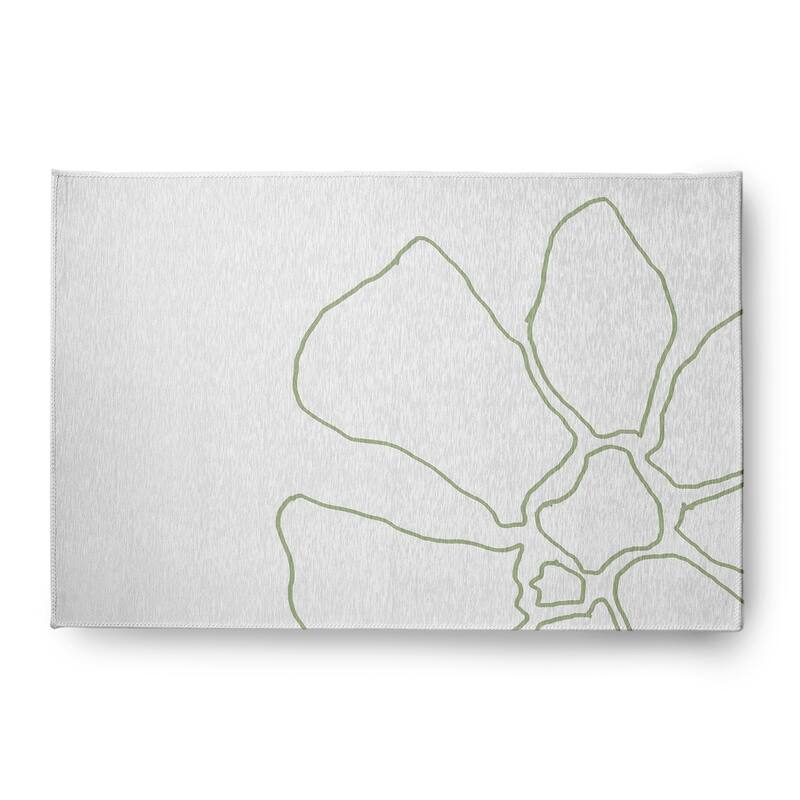 Petal Lines Spring Chenille Indoor/Outdoor Rug - Green/White - 4' x 6'