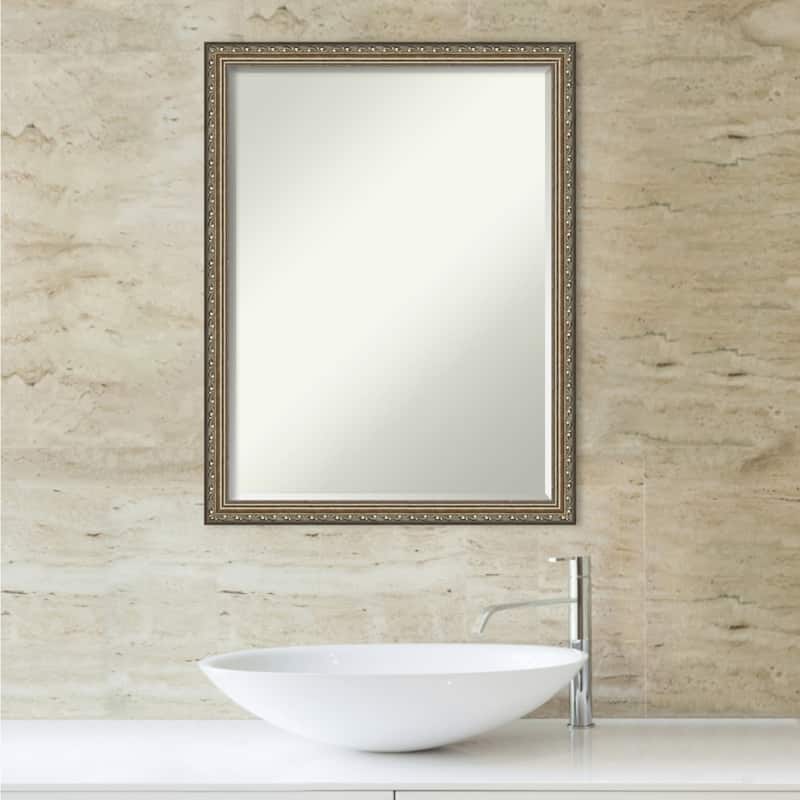 Petite Bevel Wood Bathroom Wall Mirror - Parisian Silver Frame - Parisian Silver - 20 x 26 in