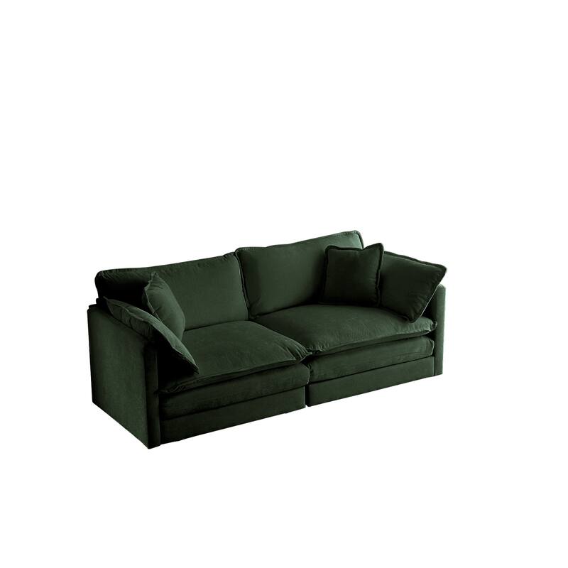 Multi Size Chenille Settee, Modular Sectional Sofa Set with Pillows