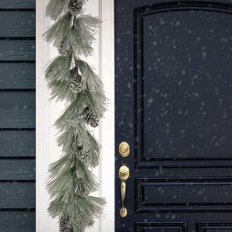 National Tree Company 7 ft. Snowy Long Needle Plastic Garland - 7 ft
