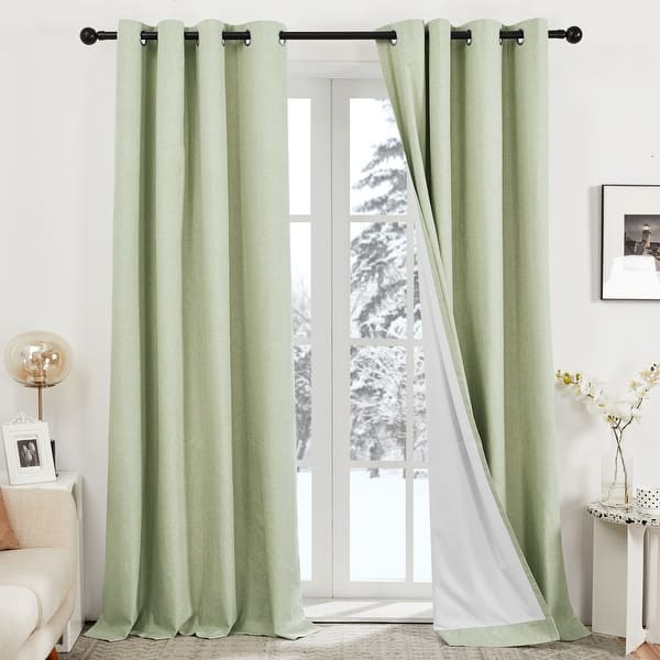 slide 2 of 30, Deconovo Blackout Living Room Curtains Faux Linen Drapes 2 Panels