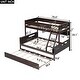 preview thumbnail 4 of 5, Espresso Twin over Full Solid Pine Wood Bunk Bed with Storage Shelves & Twin Size Trundle, Guard Rails