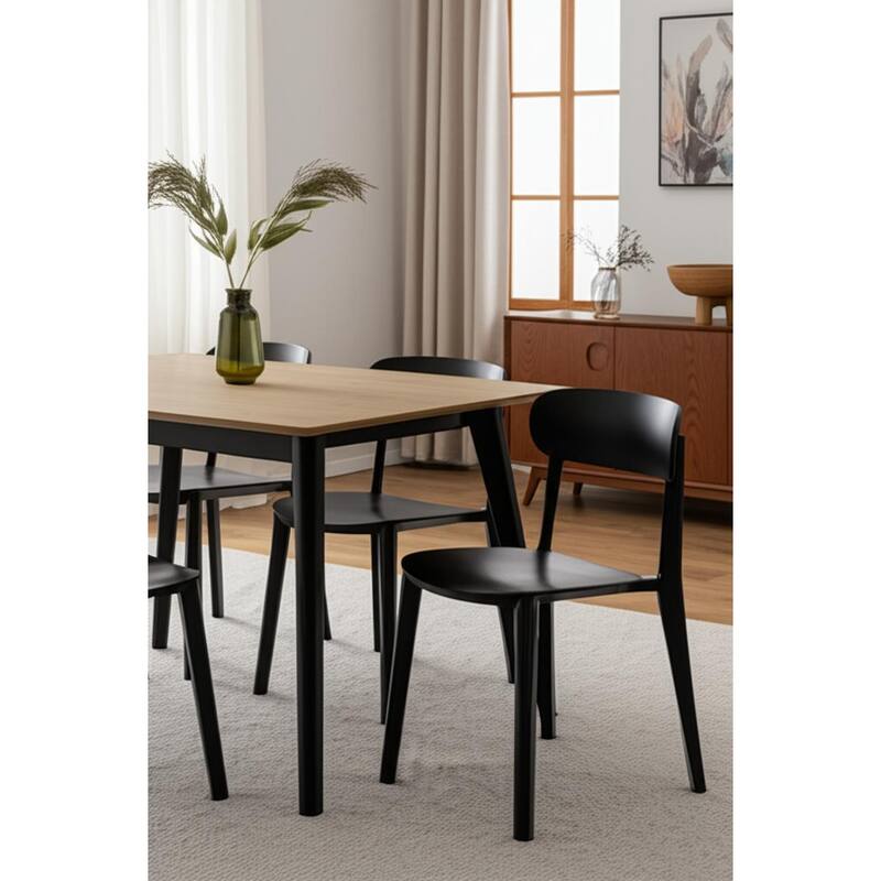 HomeRoots Set of Four Black Heavy Duty Plastic Dining Side Chairs - 20.46 in. x 30.50 in. x 18.89 in. - 20.46 in. x 30.50 in.  x 18.89 in. - Set of 4