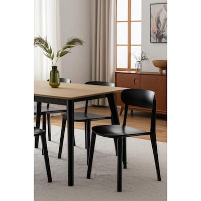 HomeRoots Set of Four Black Heavy Duty Plastic Dining Side Chairs - 20.46 in. x 30.50 in. x 18.89 in.