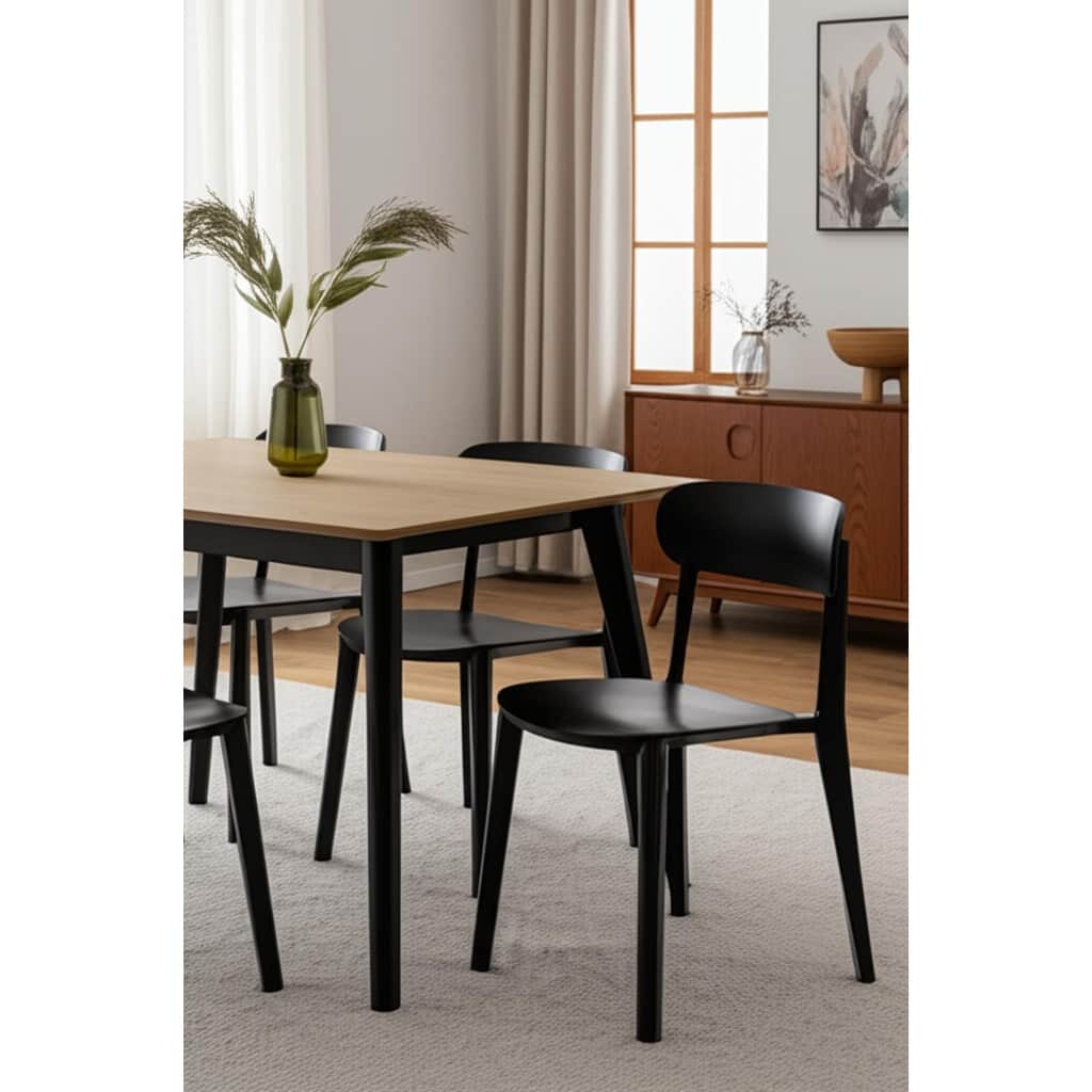 HomeRoots Set of Four Black Heavy Duty Plastic Dining Side Chairs - 20.46 in. x 30.50 in. x 18.89 in.