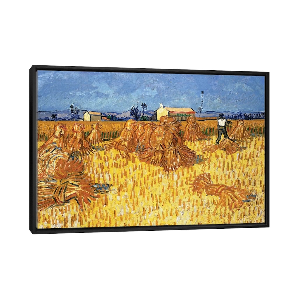 iCanvas "Harvest in Provence, June 1888" by Vincent van Gogh Framed Canvas Print