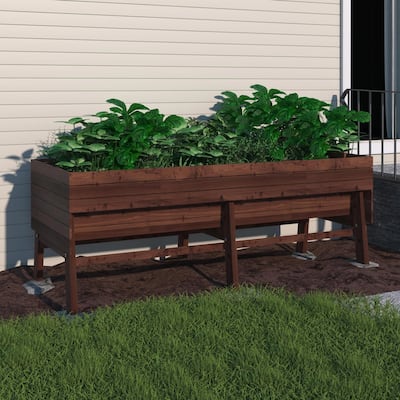 VEIKOUS Wooden Raised Garden Bed for Vegetables Oversized Deep Planter Box with Liner