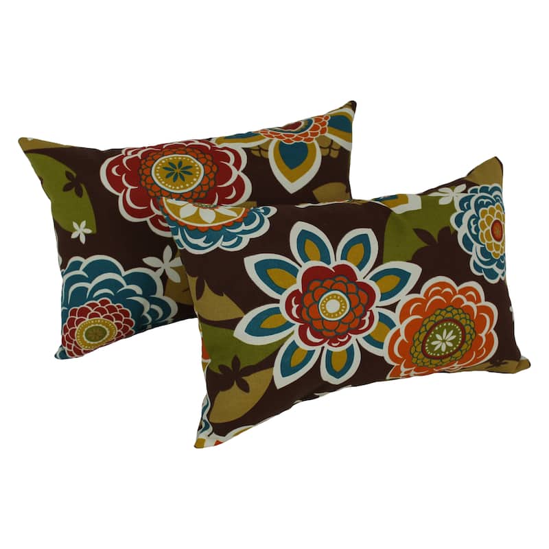 19-inch by 11-inch Outdoor Throw Pillows (Set of 2, Multiple Patterns) - 19 x 11 - Annie Chocolate