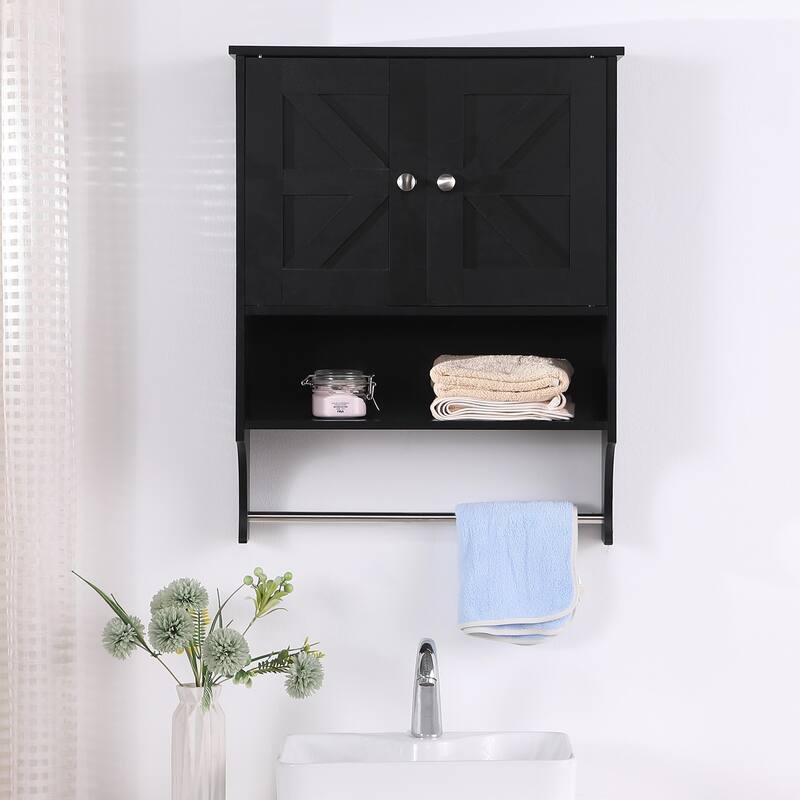 Over The Toilet Storage Cabinet, Farmhouse Medicine Cabinet with 2 Door and Adjustable Shelves, for Bathroom, Living Room