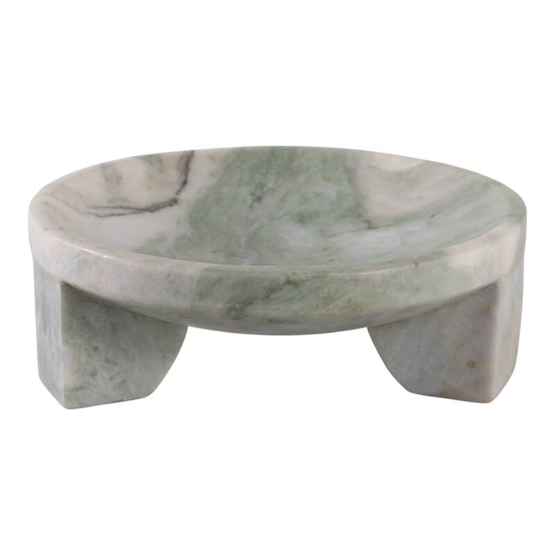 Marble Stone Bowl Fauna-Inspired Decorative Accent - 12" Green - 11.75" x 11.75" x 4"