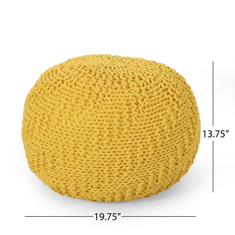 Bordeaux Knitted Cotton Round Pouf,Comfortable choice, multiple functions, classic design, and cozy cornersCoral
