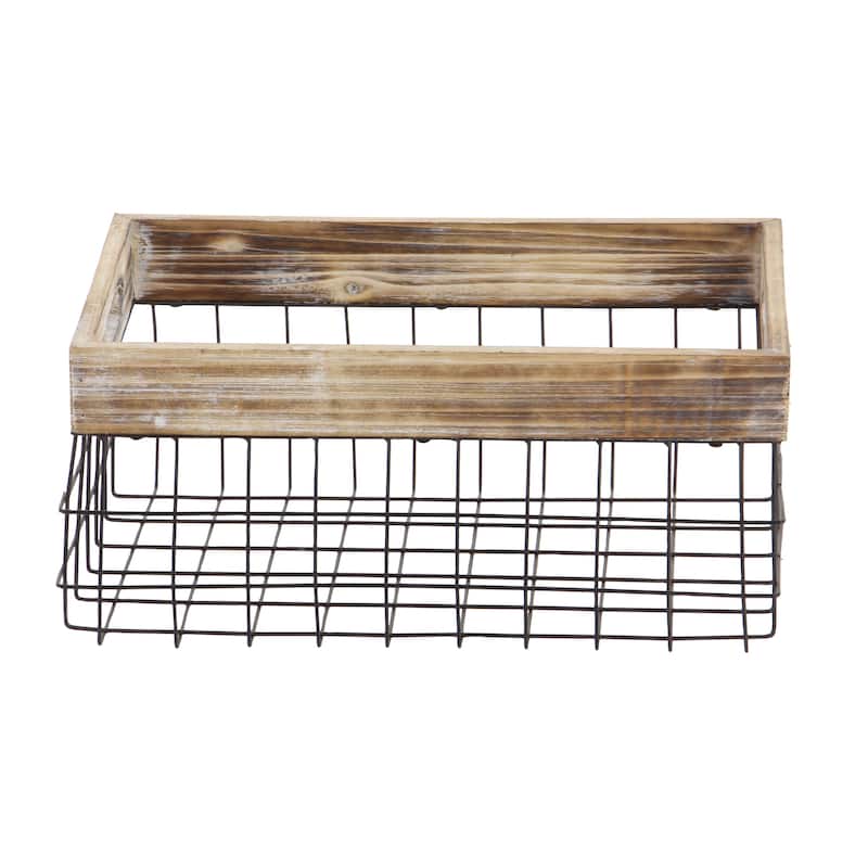 Metal Storage Basket with Handles - Set of 2 Black - Roche River Decor - 12"W x 18"L x 8"H