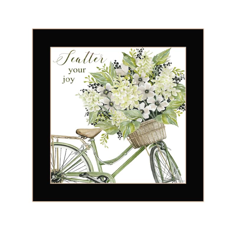TrendyDecor4U Contemporary "SCATTER YOUR JOY WITH FLOWERS" Framed Print Wall Art - Black