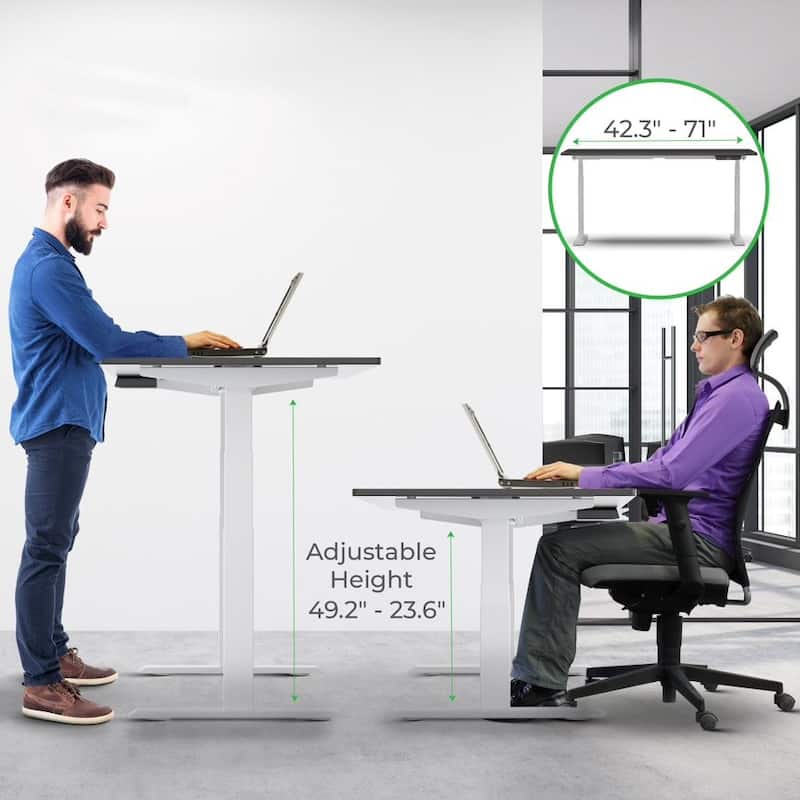 Rise Up Dual Motor Electric Standing Desk 48x30 1-pc Black Desktop