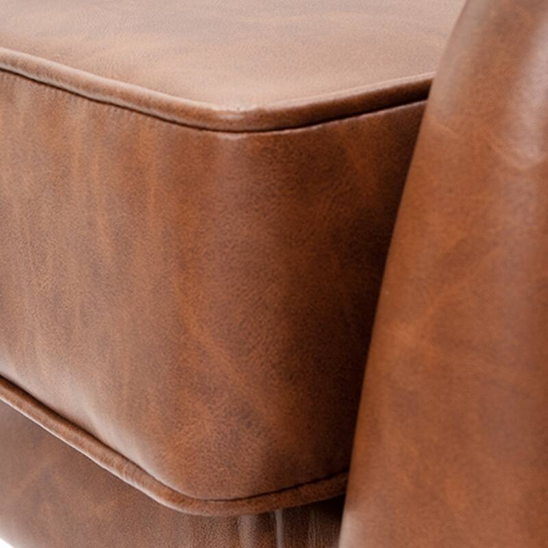 Faux Leather Sofa Chair Upholstered Swivel Accent Chair Mid-century Modern Armchair