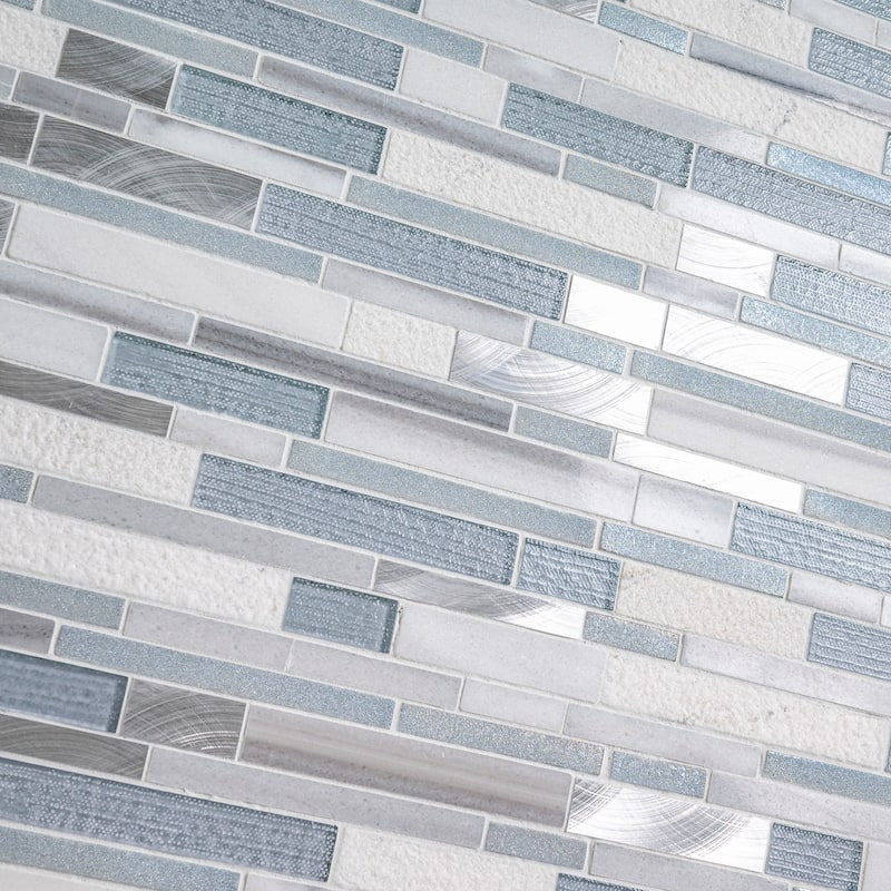 Ackland AKM-SGM-12X12ILX-CA 12" x 12" Glass and Metal and Stone Linear