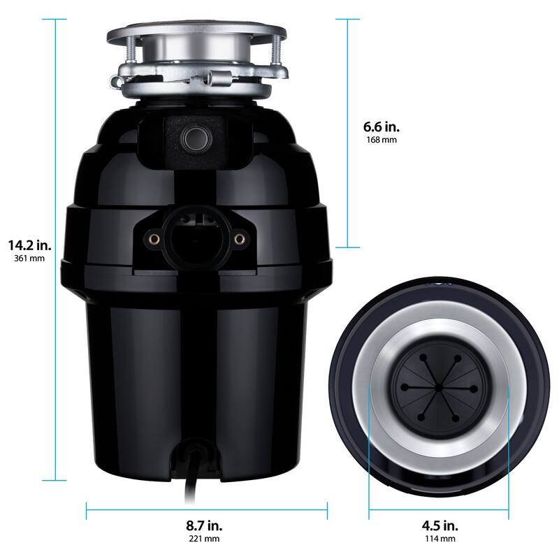 3/4 HP Deluxe Garbage Disposal with Attached Power Cord and Brushed ...