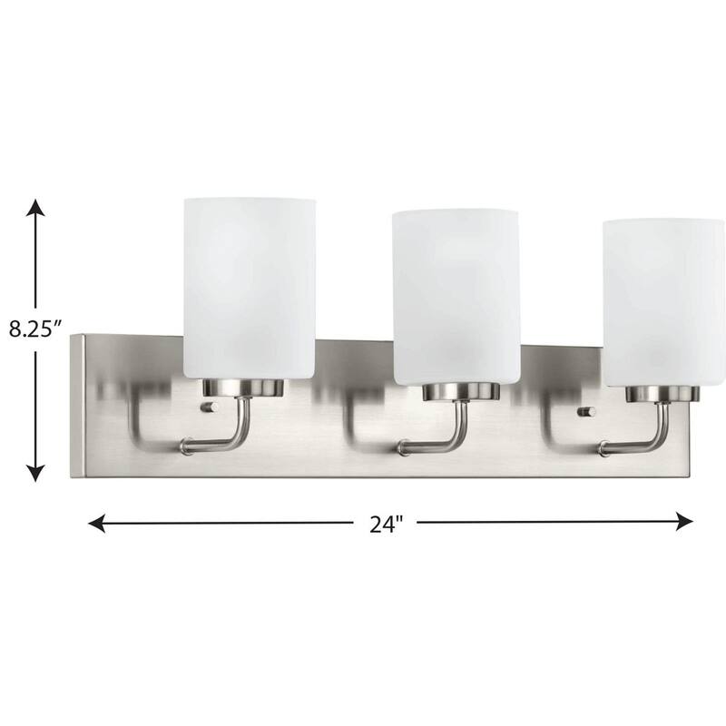 Merry Collection 3-Light Etched Glass Brushed Nickel Bath Vanity Light