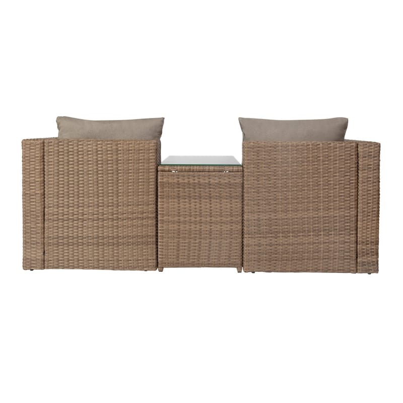 Indoor/Outdoor Modular Loveseat Sofa Set with Table and Ottomans - 24.75"D x 25"W x 30.25"H